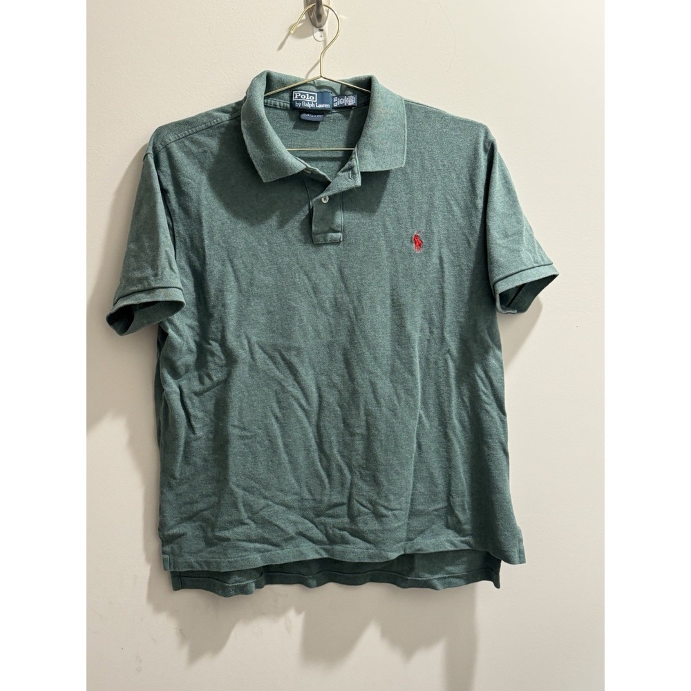 Ralph Lauren Polo Shirt Mens X-Large Green Custom Fit Red Pony Short Sleeve